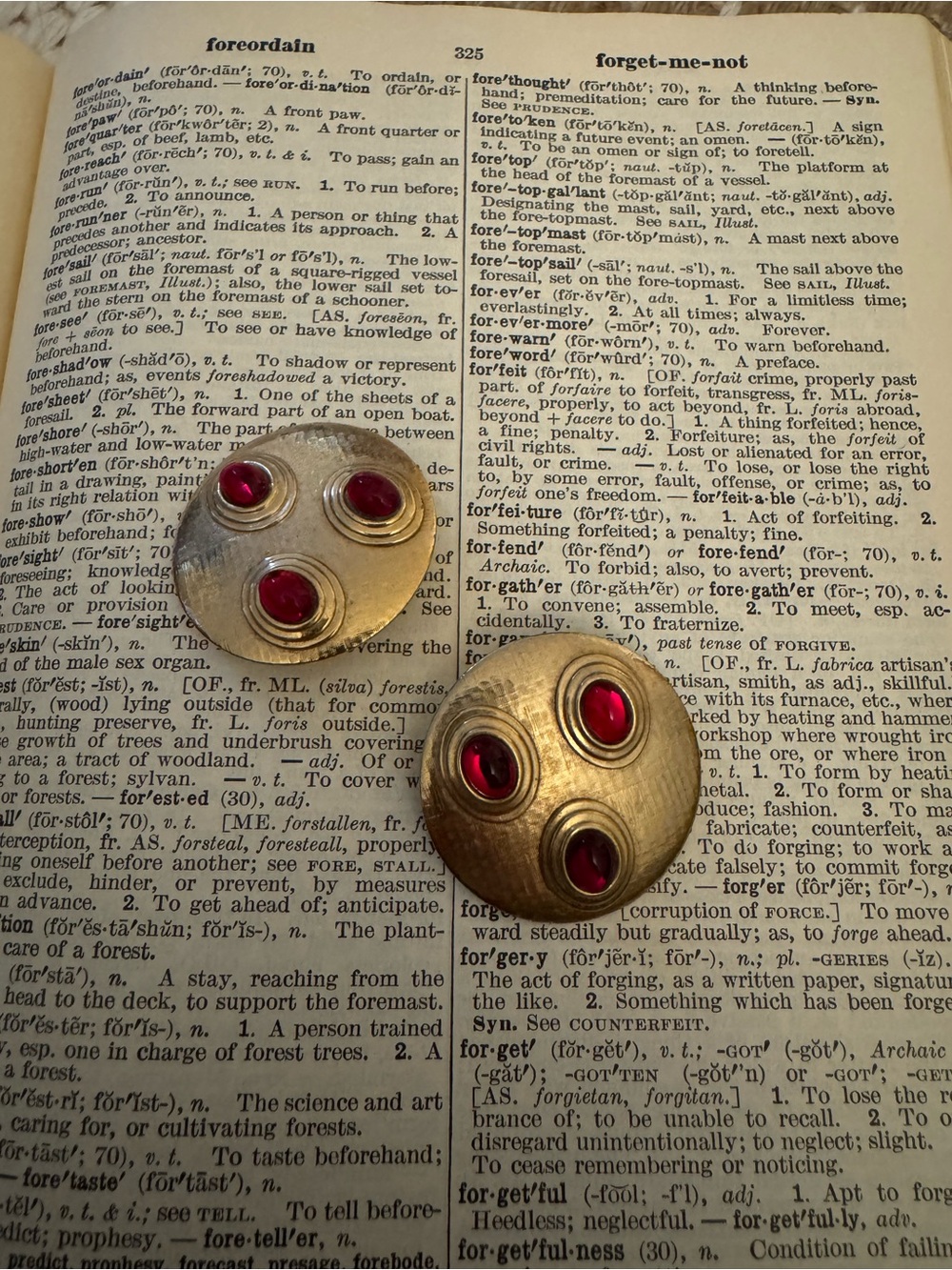 Vintage Gold-tone Earrings with Red Cabochons